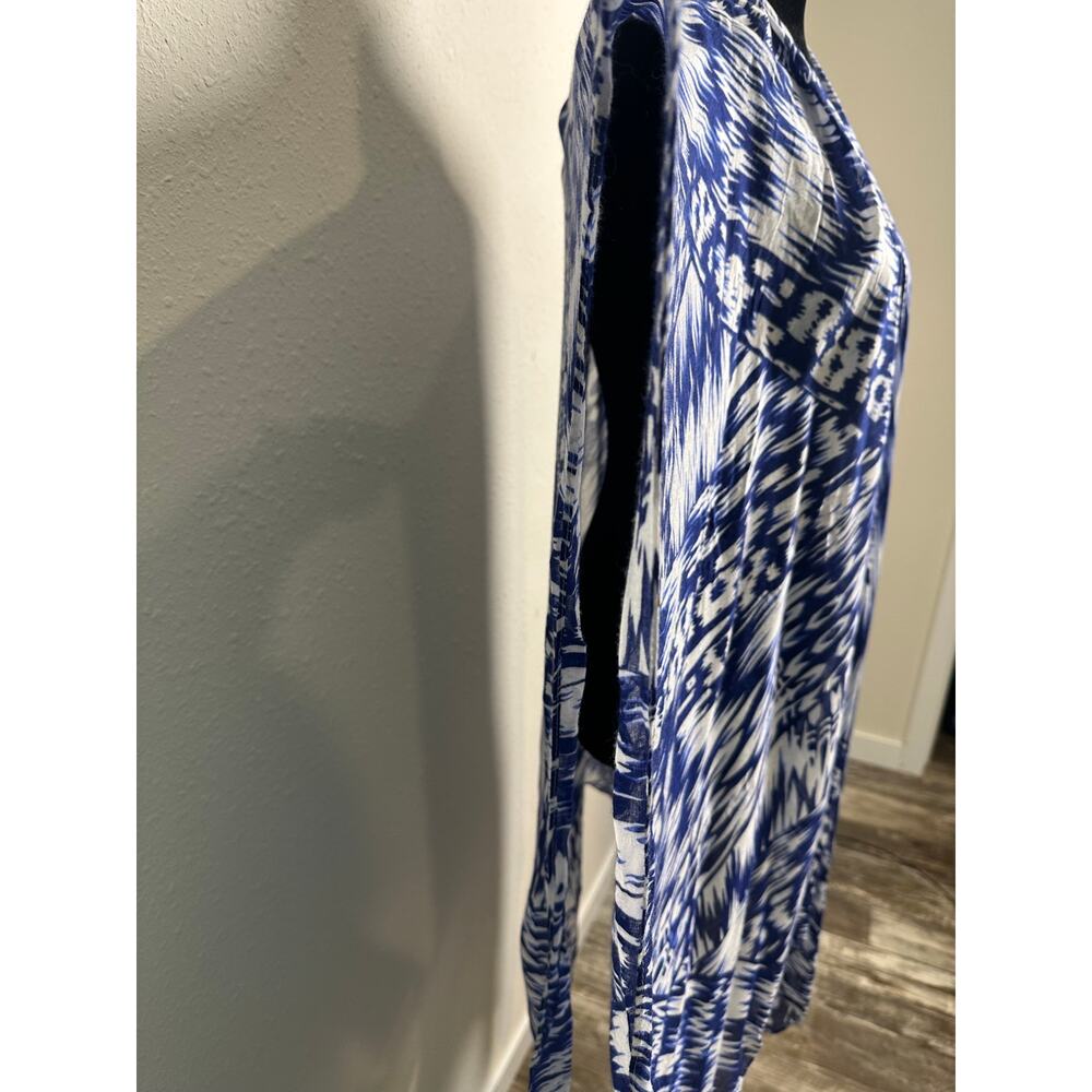 MICHAEL STARS Ruana Scarf Batik Blue Sarong Swim Cover-up Kimono OS boho - Picture 5 of 7